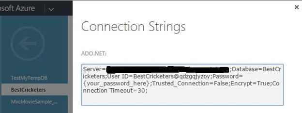 Connection String for Database